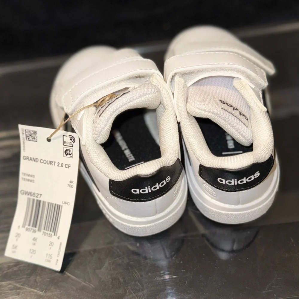 Adidas baby White Black Velcro Strap Sneakers - Picture 8 of 12